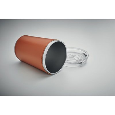 Vaso de doble pared 350 ml funda de piel sintética