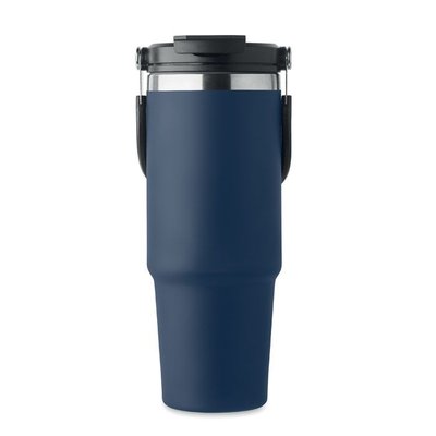 Vaso doble pared 850 ml con tapa, asa y pajita