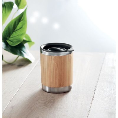 Vaso Doble Pared Acero y Bambú 250ml