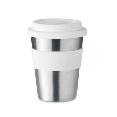 Vaso Inox con Tapa Silicona 350ml Blanco