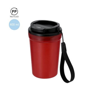 Vaso PP reciclado 360 ml tapa hermética y asa