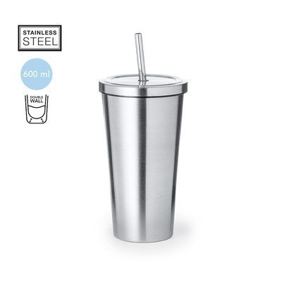 Vaso Térmico Inox Mate con Pajita