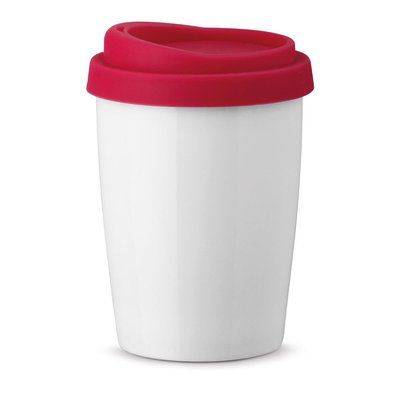 Vaso Termo Porcelana 220mL con Tapa Rojo