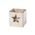 Vela Vainilla en Cristal y Caja de Madera con Estrella Estrella