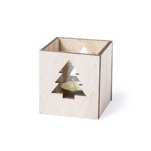 Vela Vainilla en Cristal y Caja de Madera con Estrella Arbol